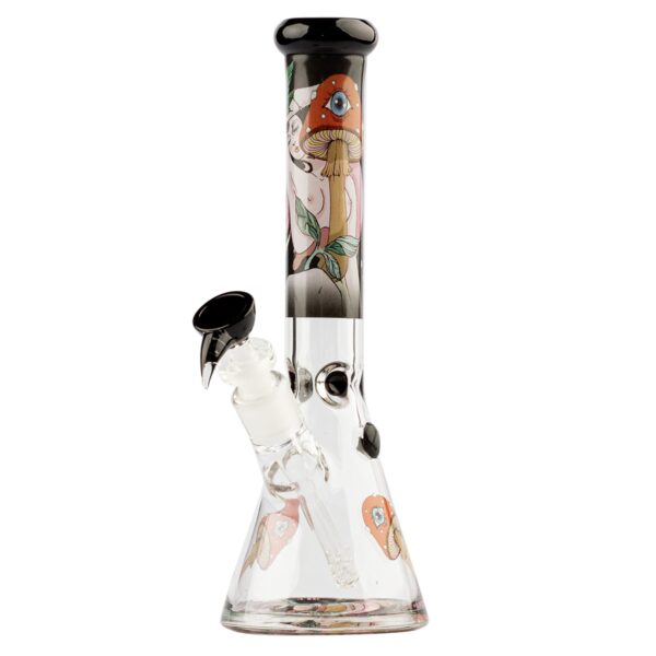 G-Rollz 'Mushroom Lover' - Black Beaker Bong H:30cm - Ø:40mm