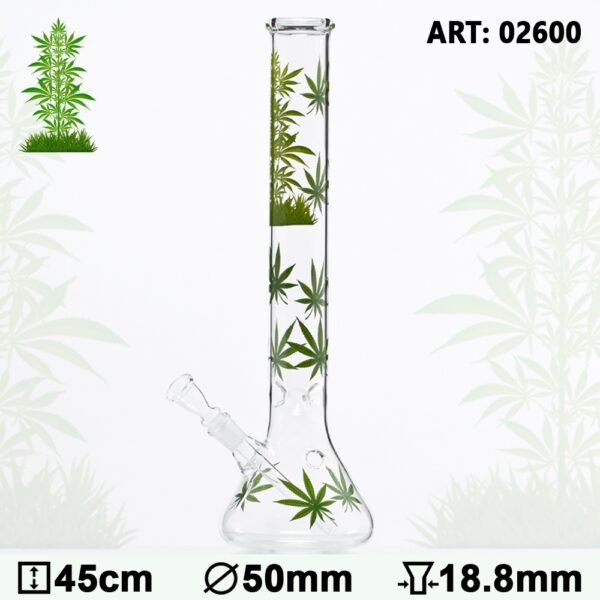 Leaf Jhari Beaker Glass Bong- Ø:50mm- H:45cm- Socket:18.8mm